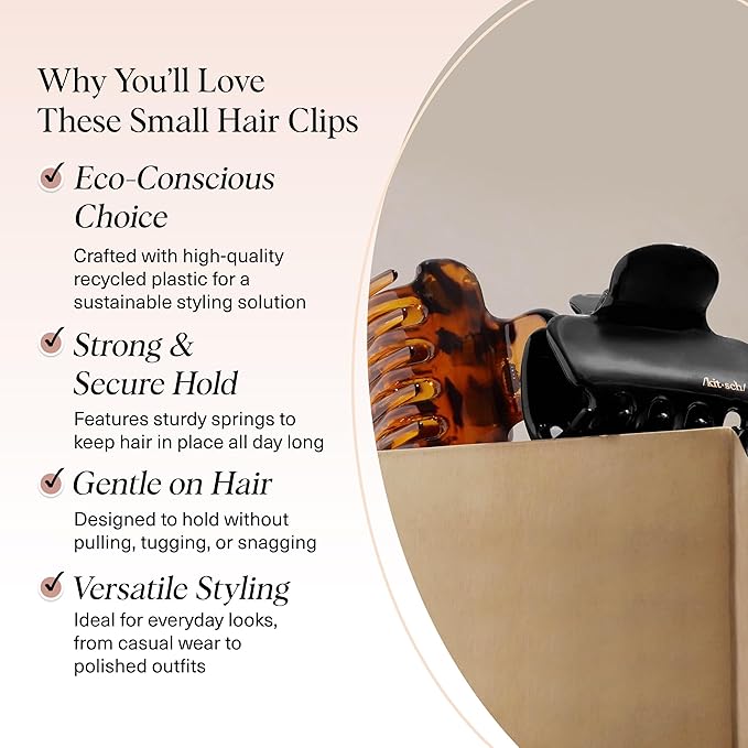 Kitsch Medium Claw Clips for Women - Strong Hold & Stylish Glossy Puffy Design Hair Accessories | Half-Up or Full Updos | Ideal Gifts for Women - 2pc Set, Black & Tort