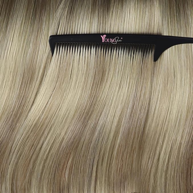 YoungSee Tape in Hair Extensions Human Hair Balayage Blonde Tape in Hair Extensions Ash Blonde with Platinum Blond Tape-in Human Hair Extension Ombre Tap ins Extension 20In 50g 20pcs for Wedding