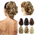 Blonde Ponytail Extensions,9" Short Curly Wavy Claw Clip in Ponytails Hair Extensions Natural Soft Synthetic Hairpiece for Women