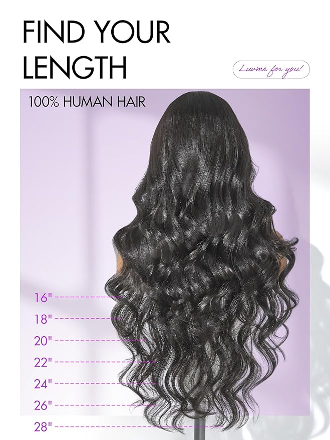 LUVME HAIR 7x6 HD Lace All-Day Comfort Wig with Bangs 200% Density Hair PartingMax Lace Wigs Loose Body Wave Lace Front Wigs Human Hair Pre Cut Plucked Lace Frontal Glueless 24 Inches