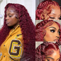 28 Inch Deep Wave Red Lace Front 13x6 Red Curly HD Frontal Burgundy Wig For Women Burgundy Glueless Human Hair Deep Wave 99J Wig Human Hair