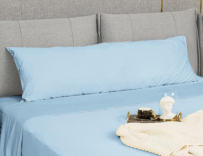 Sunflower Body Pillowcase 100% Cotton Long Pillow Cover/Case Envelope Closure 1 Pack, 21×54 inches Ashley Blue, Soft and Breathable