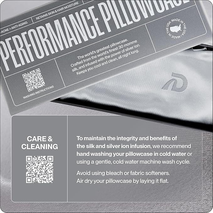 Dream Recovery Performance Silk Pillow Case with Zipper - 100% Silver Mulberry Silk Pillowcase for Hair and Skin - Naturally Cooling and Moisturizing - Standard Size - Slate