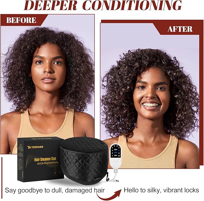 Hair Steamer for Deep Conditioning: Upgraded Heat Cap with 10-Level Fast Heating 3 Time Settings for Natural Hair Portable Thermal Steam Cap for Home Hair Treatment