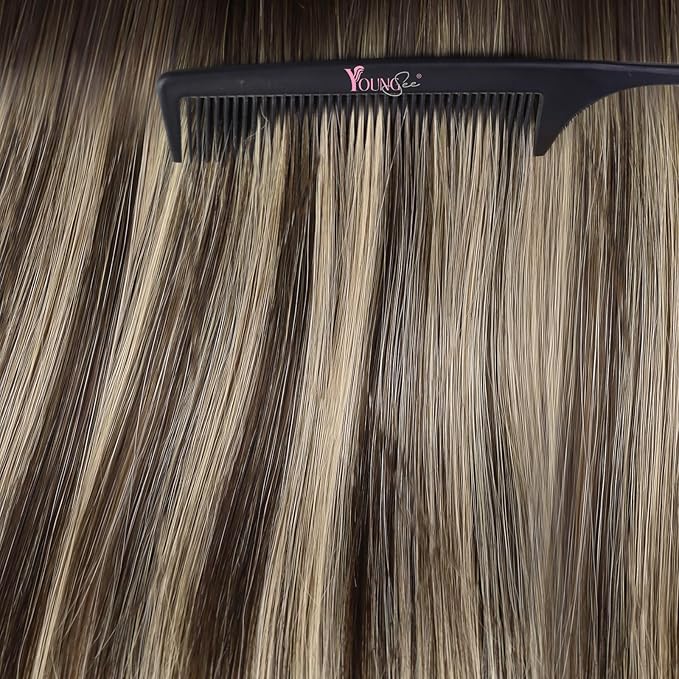 YoungSee Tape in Extensions Human Hair Balayage Tape in Hair Extensions Ombre Dark Brown to Ash Blonde 14 Inch Remy Human Hair Tape-in Extension for Women 20pcs 50g