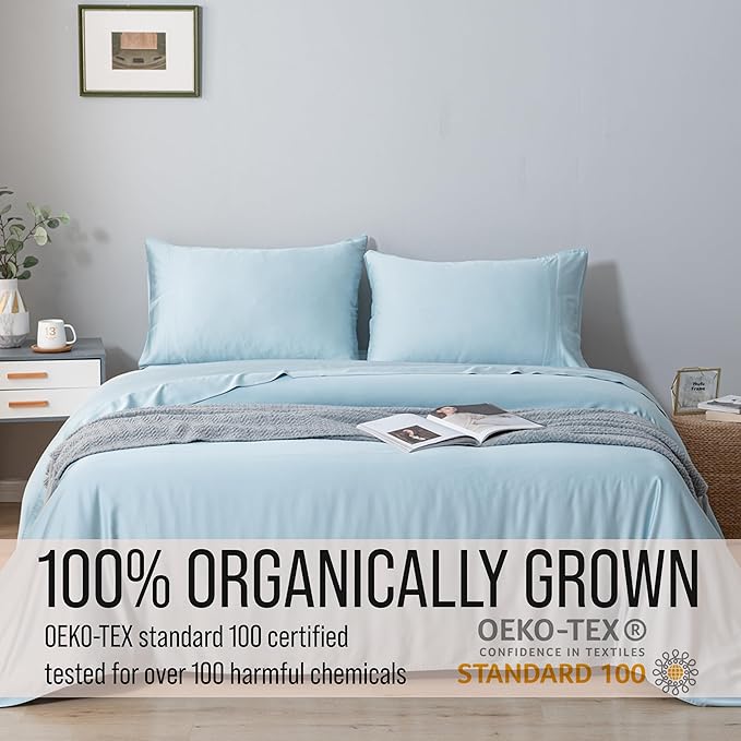 Bella Coterie | Luxury Bamboo Viscose Queen Size Pillowcase Set | 100% Organically Grown | Ultra Soft | Cooling | 2 Pcs [Coastal Blue]