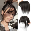 NAYOO Hair Toppers for Women Real Human Hair, 360° Cover Clips in Full Fringe Fake Bangs Hair Pieces for Women Girls Daily Wear(Brown Black)