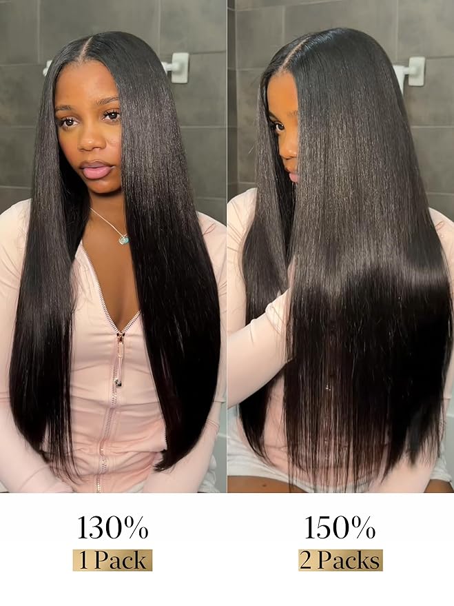LUVME 0.59mm Zero Trace Invisible Clip in Hair Extensions, Yaki Straight 2 Pack 7 Pcs 100g 18 Inch, 100% Real Human Hair Clip Ins, Invisible Multi Piece System, Comfortable Wear for School & Work