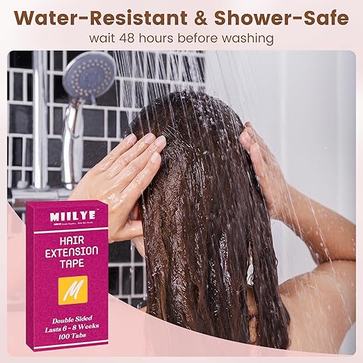 MIILYE Hair Extension Replacement Tape 100 Tabs with Remover, Double Sided, 6+ Weeks Hold Time, No Residue, Tape-ins-Extension Reinstallation