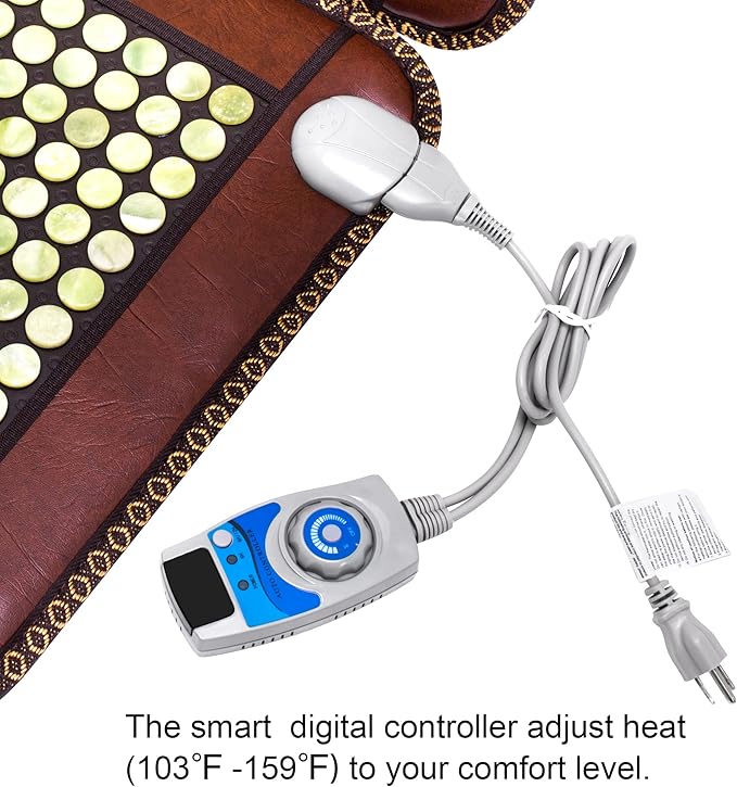 Infrared Heating Pad, Far Infrared Natural Jade Heating Pad, Auto Shut Off, Adjustable Temperature, Gifts for Women/Men/Dad/Mom (Brown, jadeseatback-u)