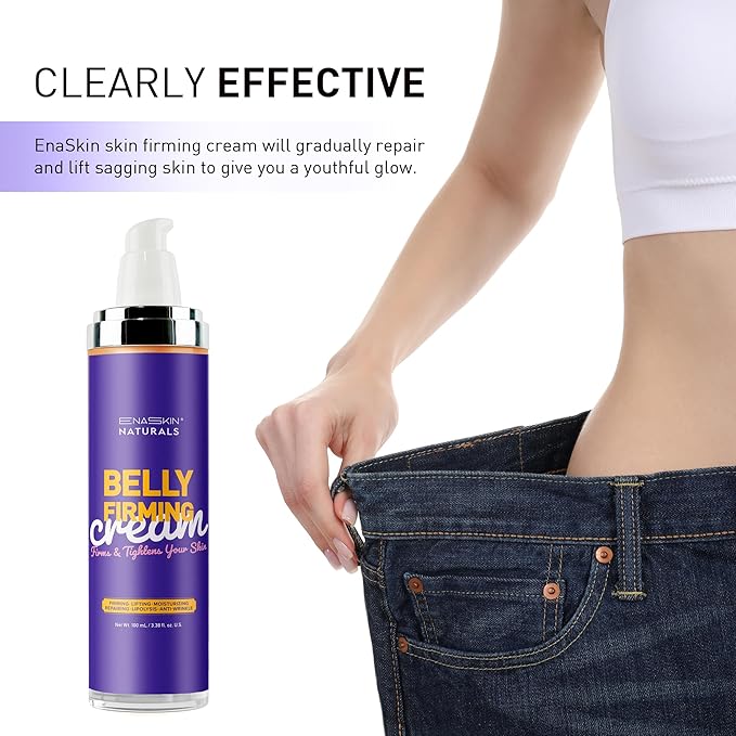Belly Firming Cream: B Flat Skin Tightening Cream , Cellulite & Stretch Mark Reduction & Tummy Hips Cream & Body Firming for Stomach & Thighs & Arms – 3.38 Fl Oz