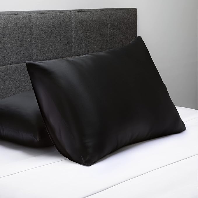 Fishers Finery 19mm 100% Pure Mulberry Silk Pillowcase, Quality Tested (Black, K)