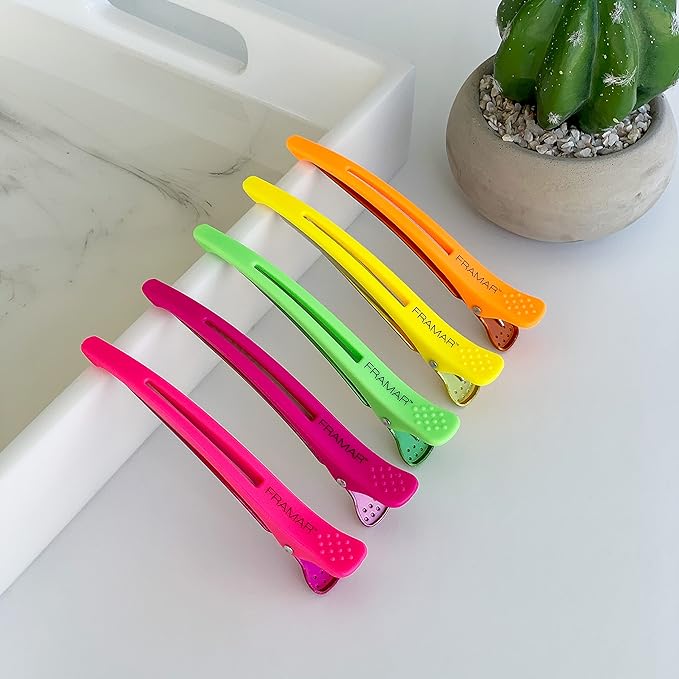 Framar Neon Creaseless Hair Clips 10 pack – Professional Salon Hair Clips for Styling Sectioning, Hair Styling Clips, Hair Clip For Sectioning, Hair Sectioning Clips – Prevents Creases Or Dents