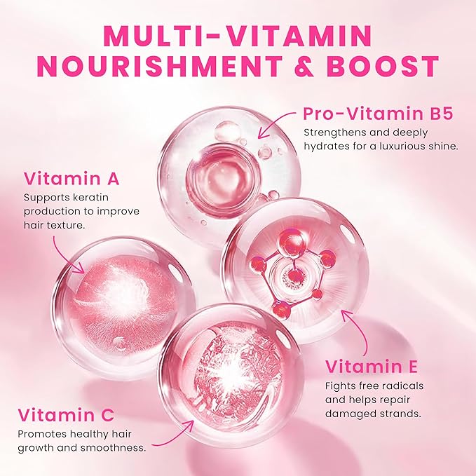 HUSSELL Hair Serum Bali Secret - no Rinse with Argan Macadamia & Avocado Oils - Vitamins A, E, Pro B5 - Conditioner for Women & Men - Travel-Size