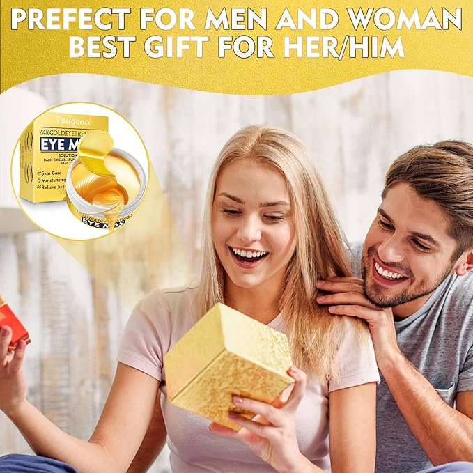 Under Eye Mask, 24 Gold Hydrating Eye Patches, Amino Acid & Collagen Eye Masks For Dark Circles And Puffiness, Women And Man Eye Bags Treatment For Face Care, Under Eye Wrinkle Patches For Skin Care