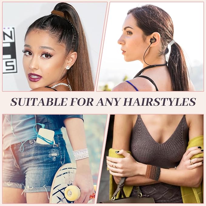 JIIRS 20PCS Boho Hair Ties,Elastic Bracelets,Elastic Hair Ties, Hair Bands For Ponytails,Ponytail Holder for Thick or Thin Hair,Boho Hair Bracelets No-Damage For Daily Life, Sport, Working(Set6)