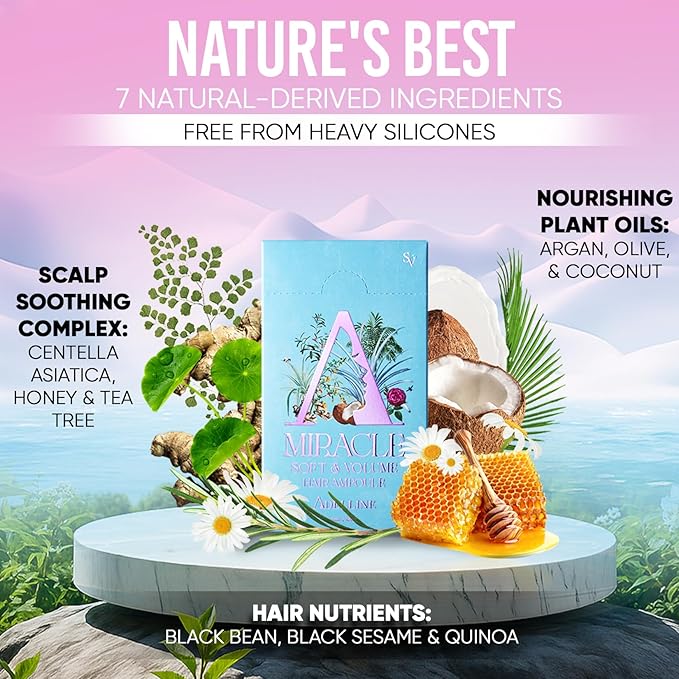 ADELLINE Miracle Hair Ampoule 15 Set | Korean Hair Care with 4 Low-Molecular Proteins & 17 Amino Acids | Water-to-Cream Hair Filler for Damaged Hair | Silicone-Free Scalp & Volume Treatment