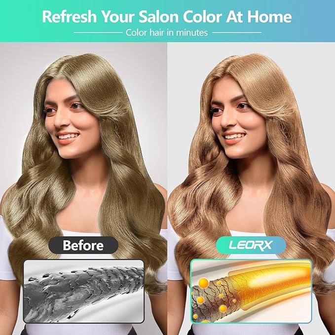 leorx Hair Dye shampoo, 3 In 1 Blonde Brown Color Shampoo Hair Dye For Refresh Hair Instant Herbal Coloring Shampoo For Women&Men - Tintes Para El Cabello Profesional