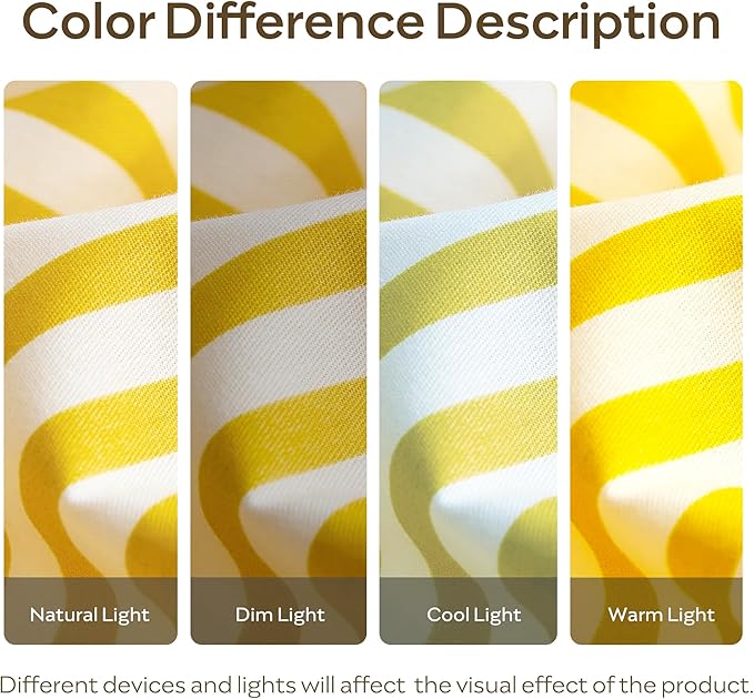 JELLYMONI 100% Natural Cotton Striped Standard Pillowcases Set, 2 Pack Bright Yellow Stripes Pattern Printed Pillow Covers with Envelope Closure(Pillows are not Included)