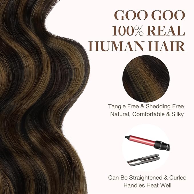 GOO GOO Tape in Hair Extensions Human Hair, 1B/19/1B Natural Black to Light Blonde, 26inch 120g 40pcs, Skin Weft Seamless Invisible, Silky Straight with Thick Ends, Remy Human Hair
