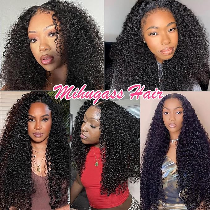 24 Inch 3c 4a Kinky Curly Clip ins Human Hair Extensions Natural Black Curly Clip ins For Full Head Hair Extensions Clip on Hair 8pcs/120g/pack