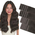 GOO GOO Invisi Edge Tape in Hair Extensions Human Hair, 1C Mocha Brown10pcs injected with 10pcs classical tape ins, 16inch 50g, Virgin Remy Hair, Natural Look