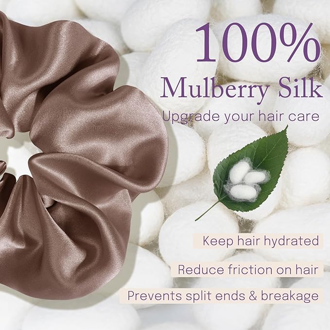 OLESILK Silk Scrunchies Oversized 100% Mulberry: Large for Women& Girls Long Thick Hair, Soft Smooth for No Damage Hair Care Sleeping