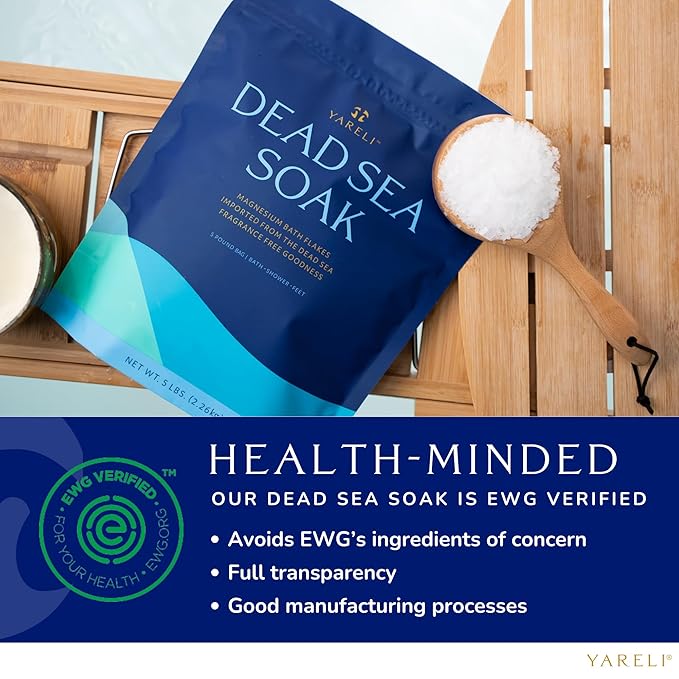 Magnesium Flakes, 5lb, Dead Sea Bath and Foot Soak, Alternative to Epsom Salt with Over 250,000mg of Magnesium Chloride Per Bag