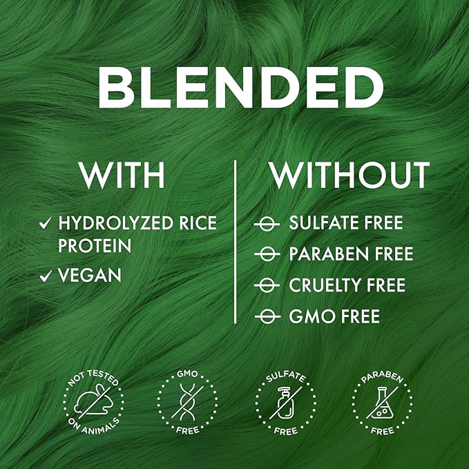 MOEHAIR Semi-Permanent Hair Color | Green Hair Dye 8 Oz | No Ammonia, Sulfate or Paraben | Vegan & Cruelty-Free | Gentle & Washable Formula | Voodoo Harmony Green Hair Color