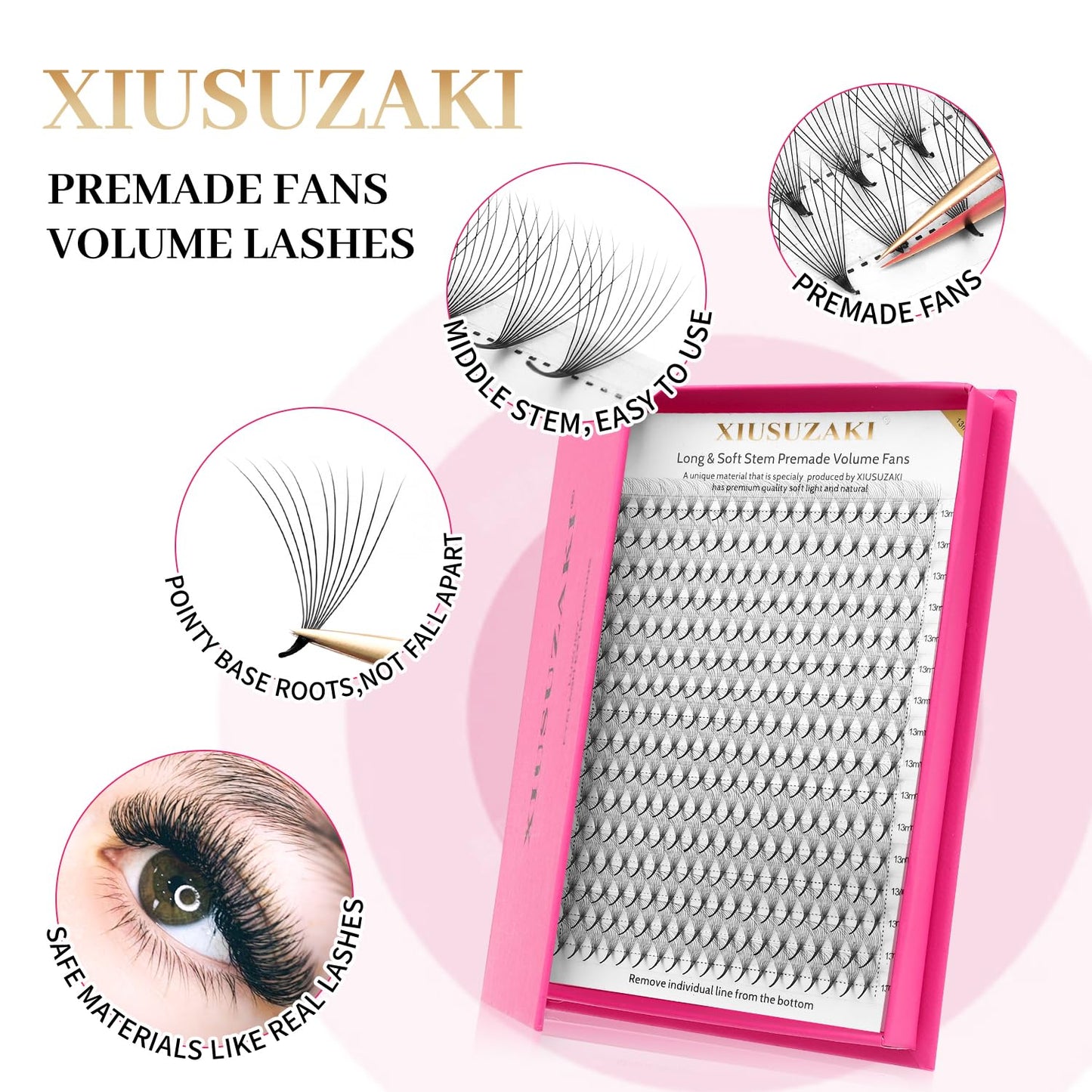 Premade Fans Eyelash Extensions 5D Volume Lash Extensions 0.07 Thickness Eyelash Extension D Curl Premade Lash Fans Mix 9-16mm Fluffy Soft Handmade Lash Fan Eyelashes(5D-0.07-D,9-16mm)