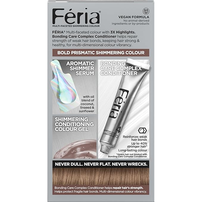 L'Oreal Paris Feria Multi-Faceted Shimmering Permanent Hair Color, B61 Downtown Brown (Hi-Lift Cool Brown), Pack of 1 Hair Dye Kit