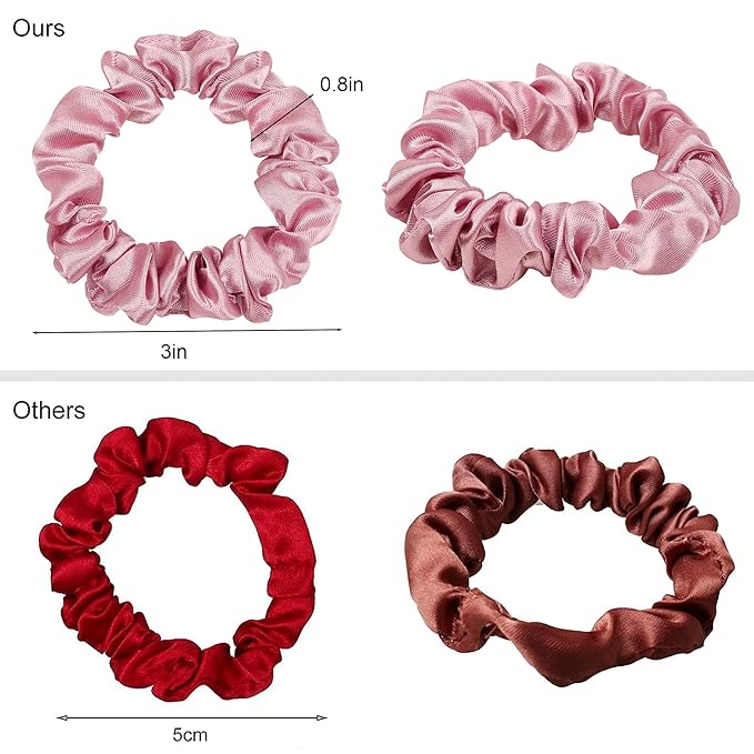 Satin Silk Hair Ties Small Mini Scrunchy for Women Cute Soft No Slip Ponytail Holders 12 Pcs Mini Bulk Scrunchies Elastic Hair Bands for Thick Curly Hair Pony Tails Hair Ties