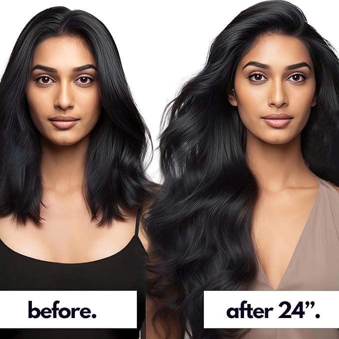 Irresistible Me Real Human Hair Extensions Clip Ins – 100% Human Hair Clip In Extensions for Length & Volume – Invisible Extension – Heat Resistant & Dyeable – Jet Black, 20 Inches