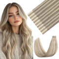 Youngsmile Injection Tape in Hair Extensions Human Hair #18P613 Ash Blonde with Bleach Blonde Real Human Hair 20pcs 35g 16 Inch Injected Tape in Hair Extensions Seamless Tape ins (#18P613,16'')