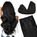GOO GOO Clip in Hair Extensions Real Human Hair, Remy Human Hair Extensions Clip ins for Women, Natural Human Hair, 22inch 200g 9Pcs, #1B Natural Black