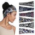 Boho Headbands for Women, 6 Pack Wide Non-Slip Stretchy Hair Bands for Yoga, Workout, Running, Fashion Hair Accessories for Women's Hair（Shape 2）
