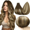 Full Shine Invisible Tape in Hair Extensions Human Hair Color 4 Brown Ombre 27 Blonde and 8 Brown Highligt 60 Hair Extensions Tape in 22 Inch Balayage Tape in Extensions Remy Hair 20 Pcs 50G Soft