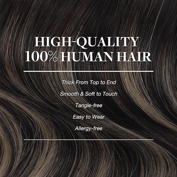 GOO GOO Clip in Hair Extensions Real Human Hair, Remy Human Hair Extensions Clip ins for Women, Natural Human Hair, 20inch 120g 7Pcs, 1B/16/1B Balayage Natural Black to Light Blonde