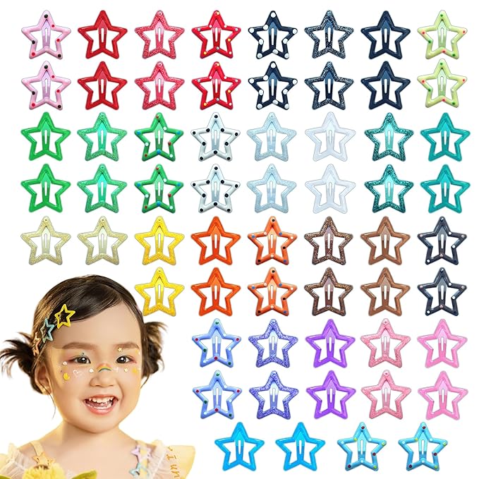 60 Pcs Y2K Star Hair Clips for Girls – Cute Candy Color Hair Accessories, Star Barrettes for Everyday Wear and Parties