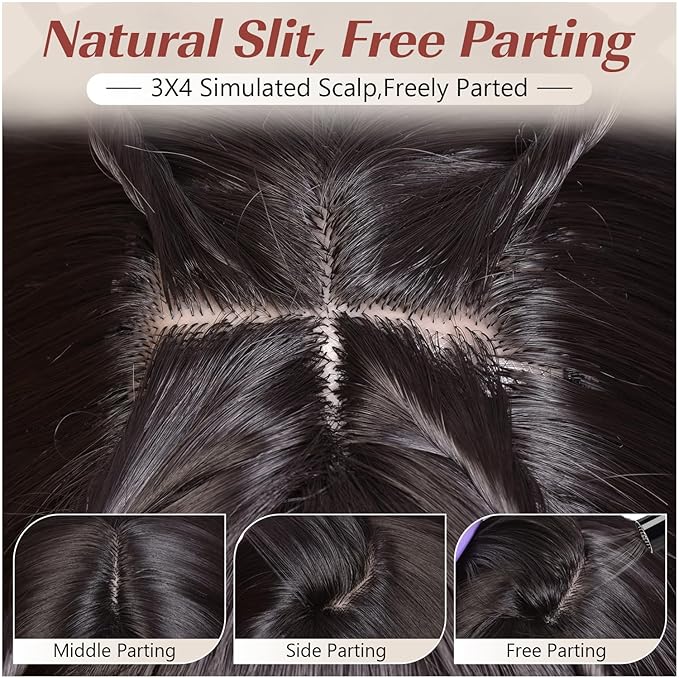 Dark Brown Bob Wig With Bangs Wave Wigs for Women 14 Inch Short Loose Wavy Heat Resistant Synthetic Wig Shoulder Length Hair for Daily and Cospaly Party Use
