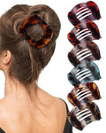 6 Pack Flat Hair Clips for Women, No-Slip Flat Claw Clips,Large Strong Hold Square French Claw Clips for All Hair Textures(Glossy Leopard Print 1)