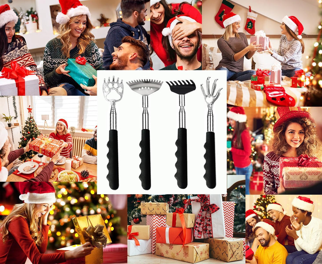 4-Piece Extendable Back Scratcher Set with Rubber Handles