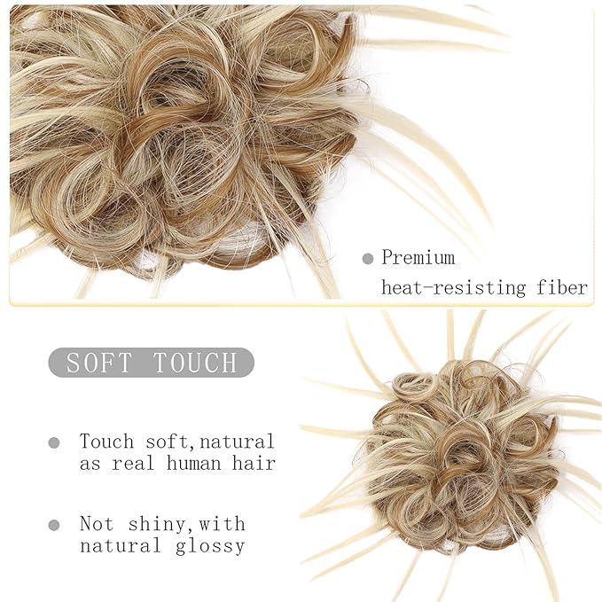HMD Tousled Updo Messy Bun Hair Piece Hair Extension Ponytail With Elastic Rubber Band Updo Bun Synthetic Hairpieces for Women