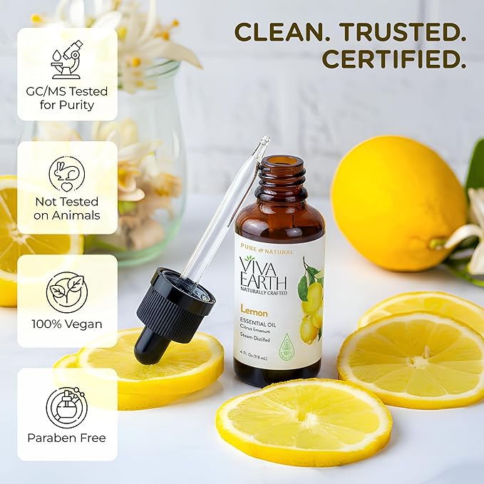 Lemon Essential Oil – Pure and Natural Bright, Zesty Citrus Aroma for Diffusers, Home Fragrance, Hair and Skin Care, DIY Beauty, Soap and Candle Crafting – with Dropper, 4 oz