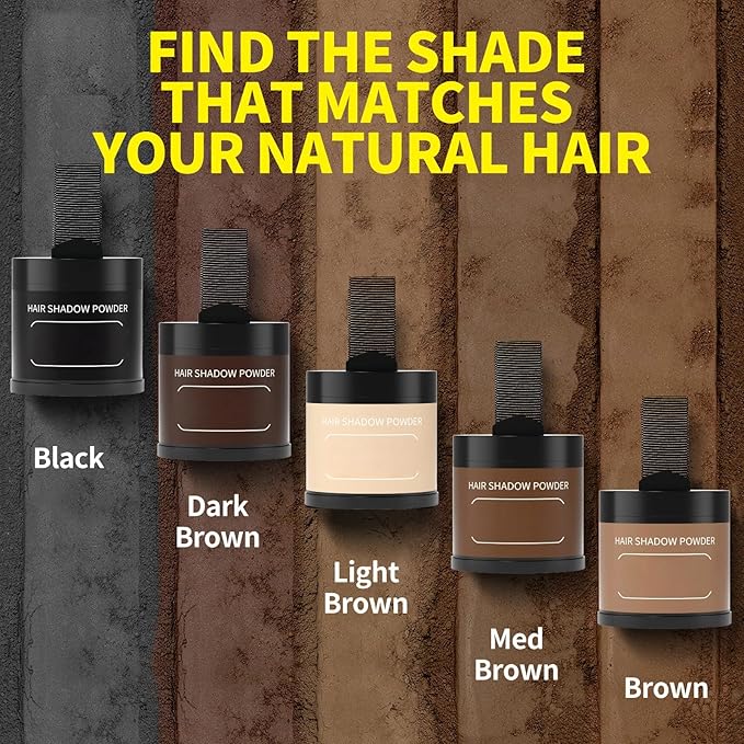 Gowwim Root Touch up Powder, Instantly Gray Hair Cover up Hairline Powder for Women & Men Waterproof and Sweatproof Root Cover Up Long-Lasting for Thinning & Loss Hair (Med Brown2, 10G+1)
