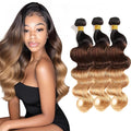 26 28 30 Inch Ombre Body Wave Bundles 4/27 Human Hair Bundle Niegmeag Brazilian Virgin Remy Hair Extensions 3 Tone Brown and Honey Blonde Body Wave Bundles 300g