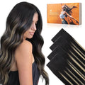 DOORES Invisi Edge Tape in Wide Hair Extensions Human Hair, Natural Black to Light Blonde 4PCS Injection Tape ins 20g 20 Inch, Virgin Human 3 Inch Wide Injected Extensions Invisible