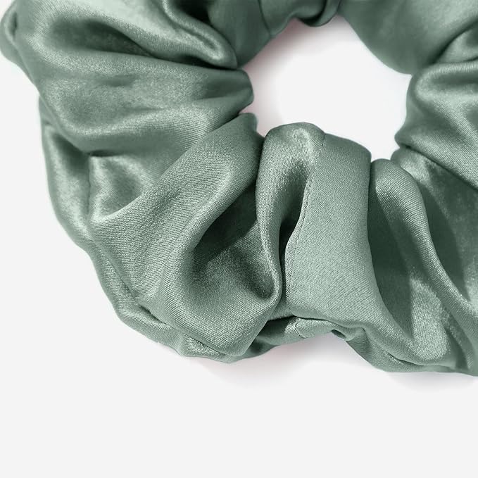 LILYSILK Silk Hair Scrunchies for Frizz & Breakage Prevention 100% Mulberry Silk Hair Ties No Damage Elastic Silk Ponytail Holders, 1Pc, Avocado Green
