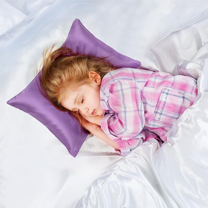 uxcell 2 Pack Silk Satin Pillowcase for Hair and Skin, Cool, Silky, Soft Breathable Pillow Cases Travel Size 14x20 Inch Sateen Pillowcase Purple with Envelope Closure