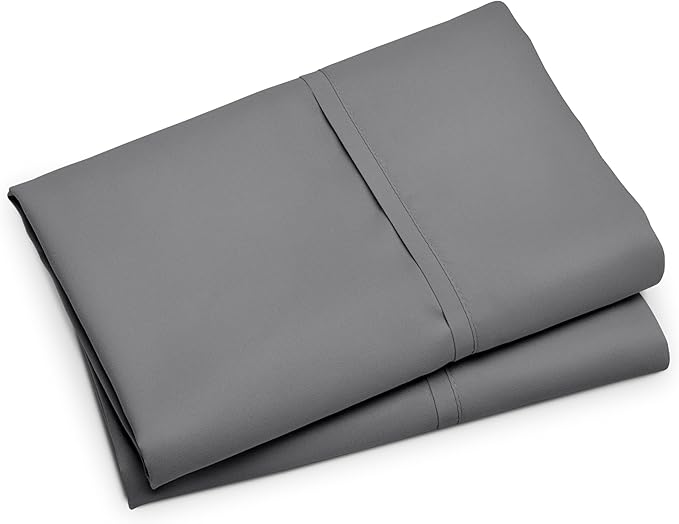 Bare Home Microfiber Pillow Cases - King Size Set of 2 - Cooling Pillowcases - Double Brushed - Grey Pillowcases 2 Pack - Easy Care (King Pillowcase Set of 2, Grey)
